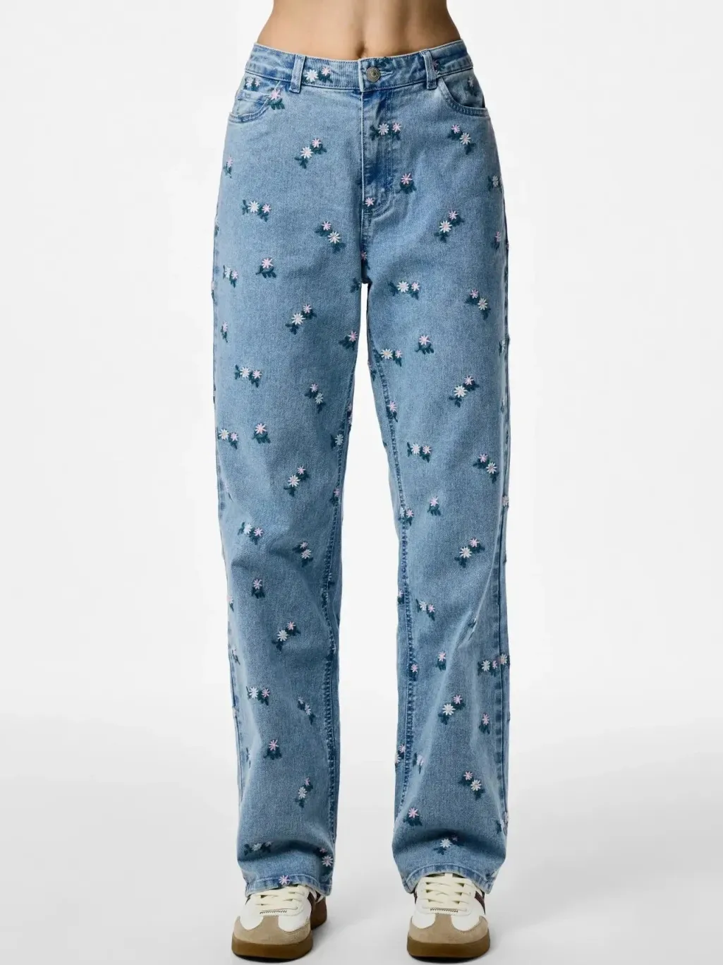 Pcflora Straight Emb Jeans
