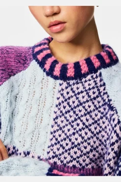 Pcfusion Ls O-Neck Colorblock Knit