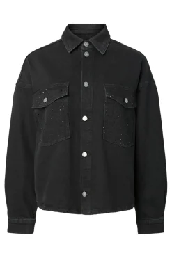 Pcgabi Ls Rhinestone Denim Shirt