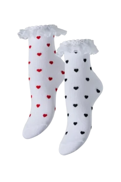 Pcjoline Xmas Lace Heart Sock 2 Pack