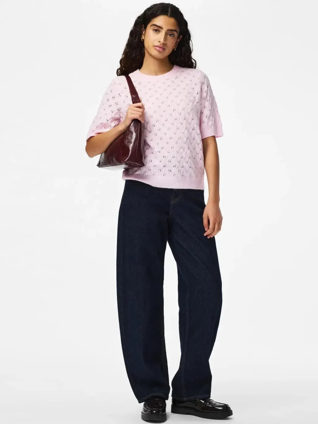 Pclelou Ss O-Neck Knit