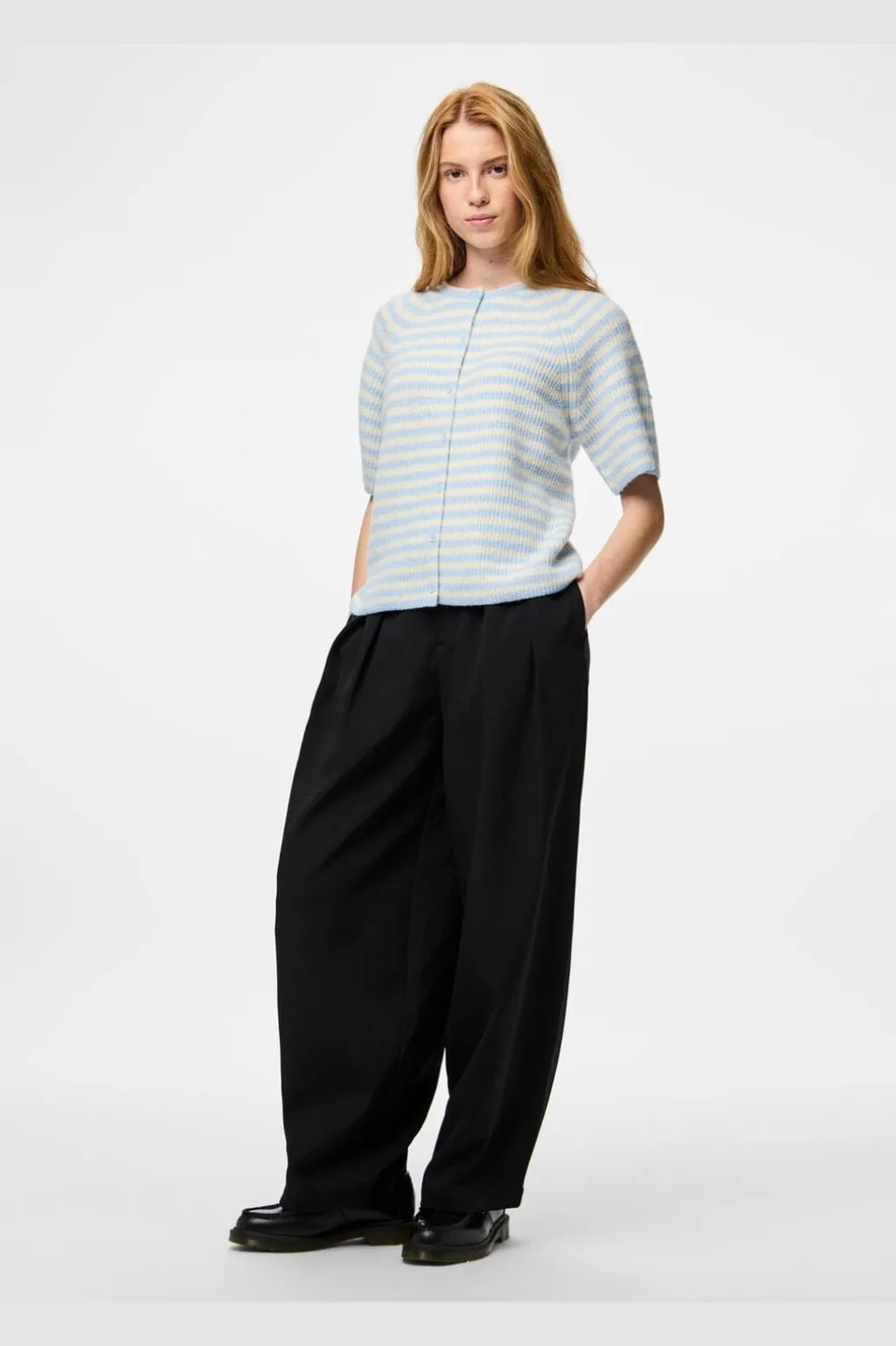 Pcmalou Ss O-Neck Stripe Cardigan Pwp