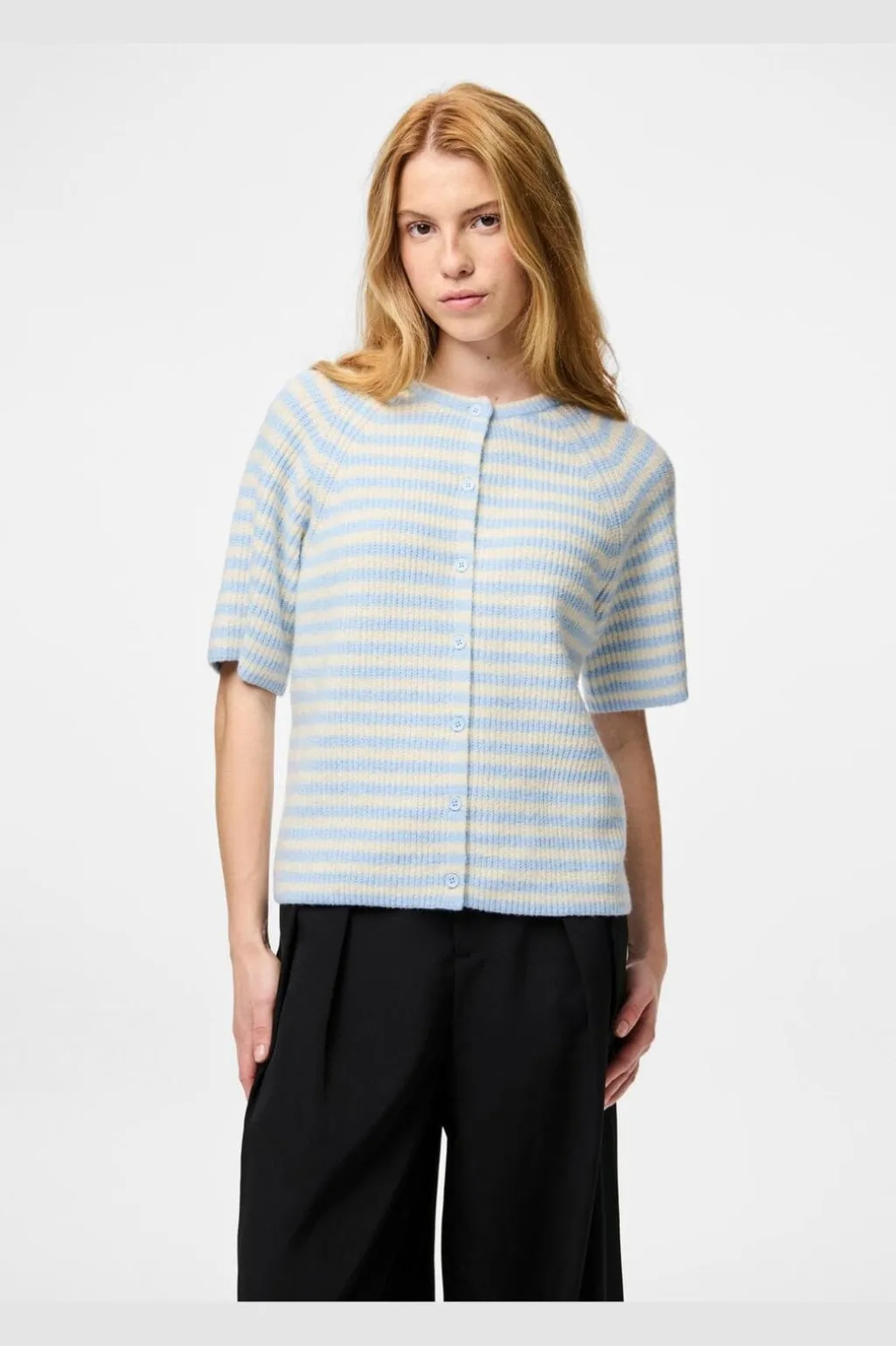 Pcmalou Ss O-Neck Stripe Cardigan Pwp