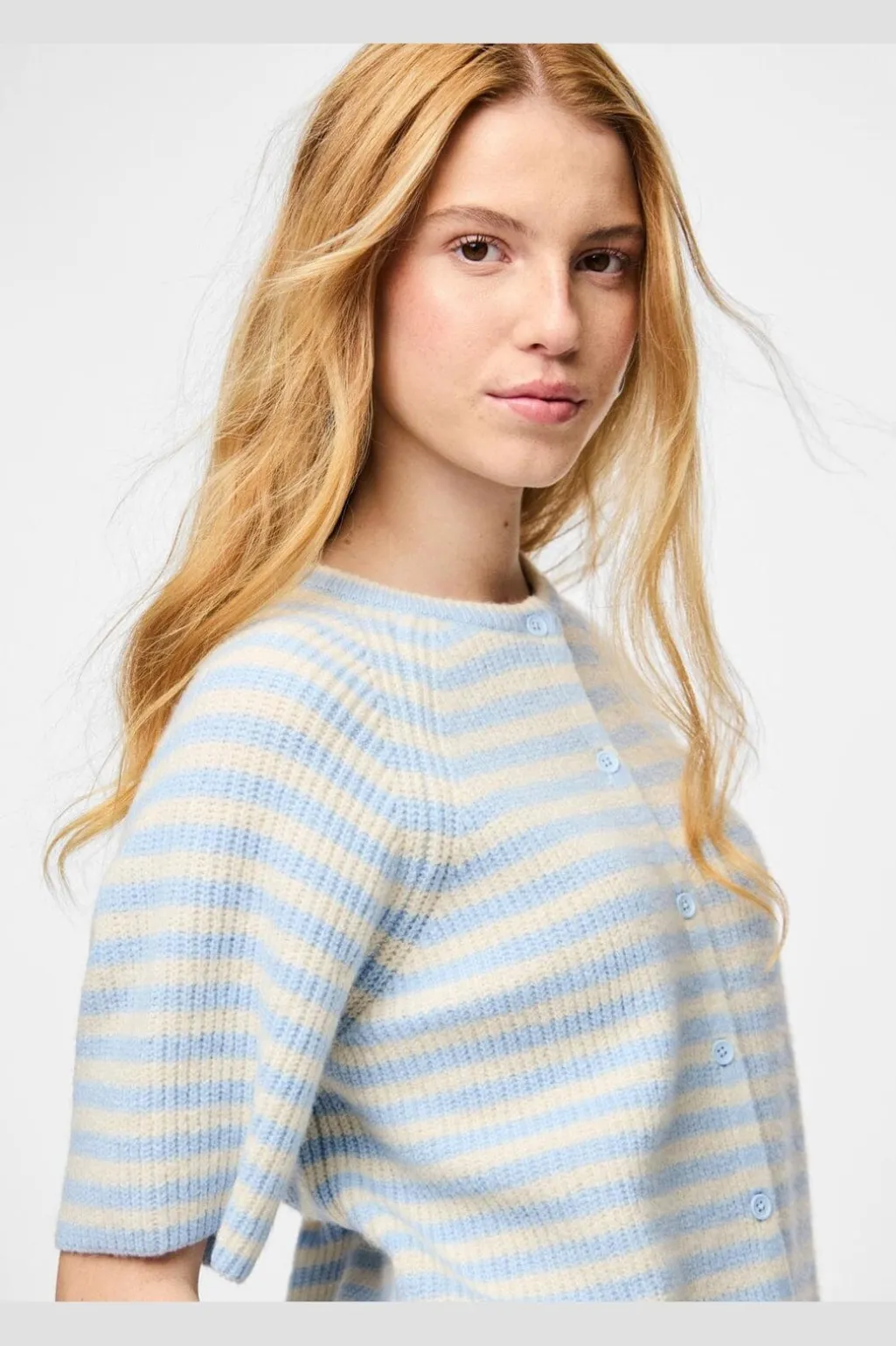 Pcmalou Ss O-Neck Stripe Cardigan Pwp