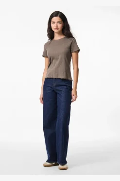 Pcmarie Ss O-Neck Poin Top