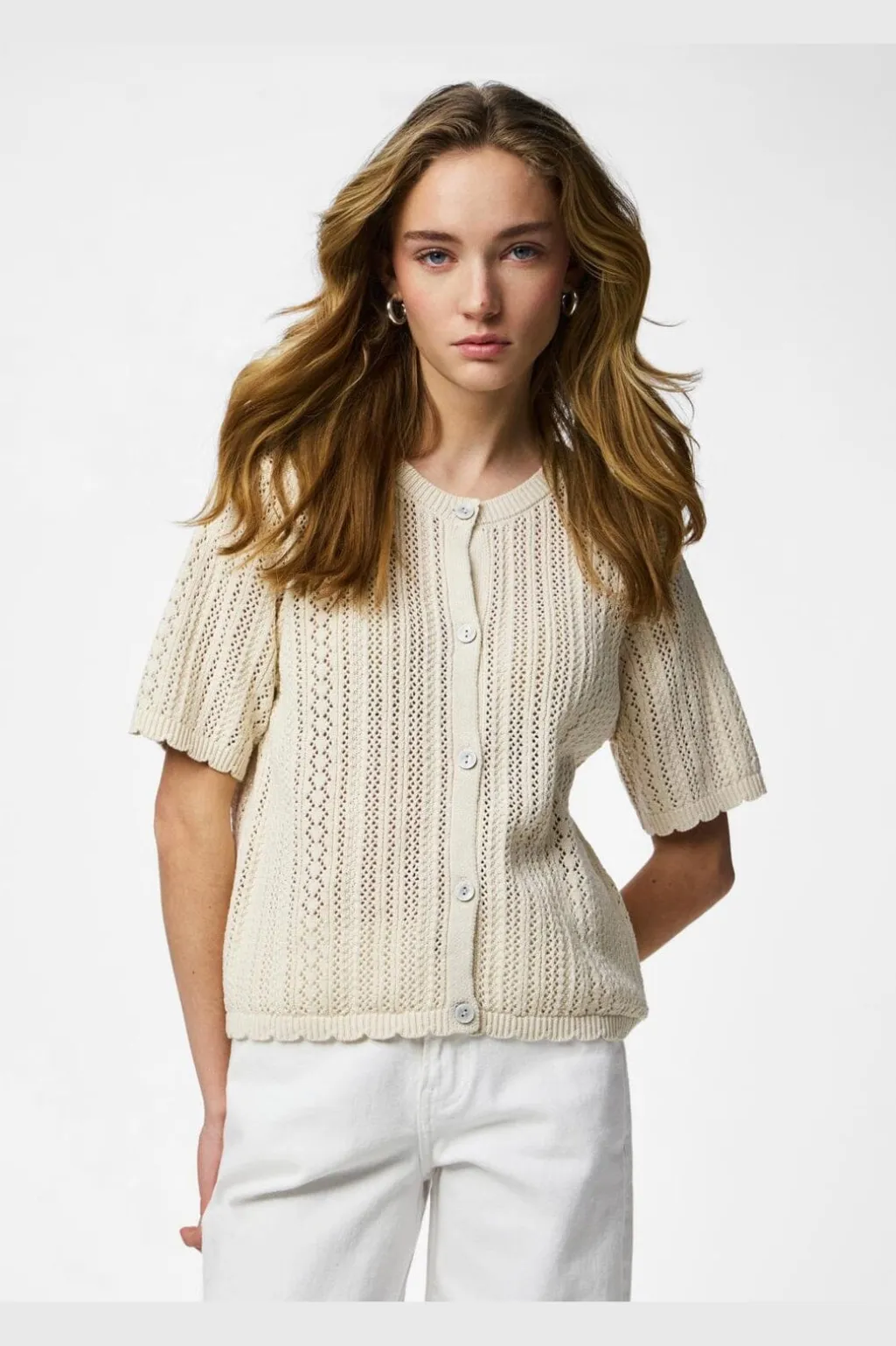 Pcnuka Ss O-Neck Knit Cardigan