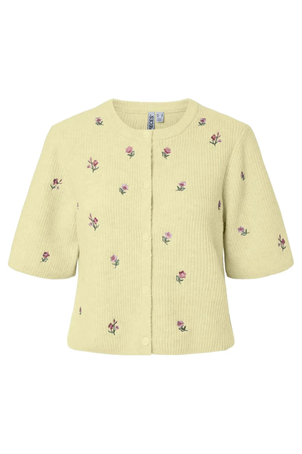 Pcsilly Ss O-Neck Emb Knit Cardigan
