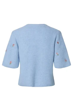 Pcsilly Ss O-Neck Emb Knit Cardigan