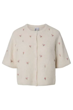 Pcsilly Ss O-Neck Emb Knit Cardigan