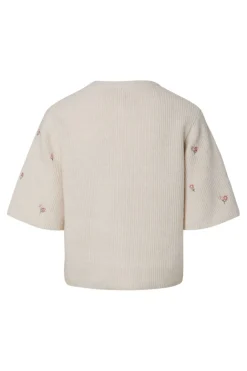Pcsilly Ss O-Neck Emb Knit Cardigan