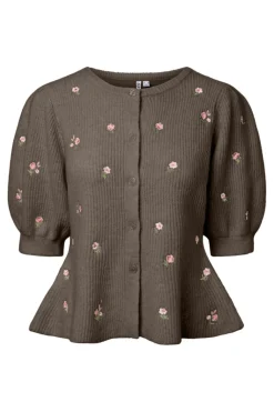 Pcsilly Ss Puff Emb Knit Cardigan