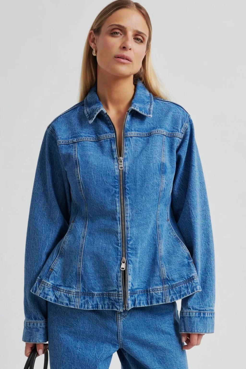 Sfbelton Peplum Denim Jacket 60444