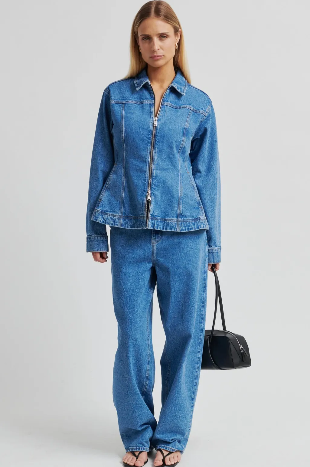 Sfbelton Peplum Denim Jacket 60444