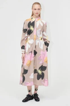 Sg2070 Light Fluid Ecovero, Waist Gather Shirt Midi Dresssg-pf25-d146-2070