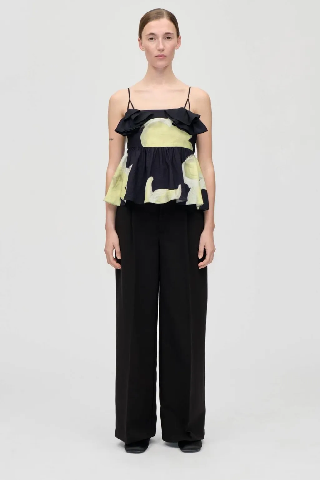 Sg2450 Printed Viscose, Floral Peplum Topsg-ps26-t139-2450