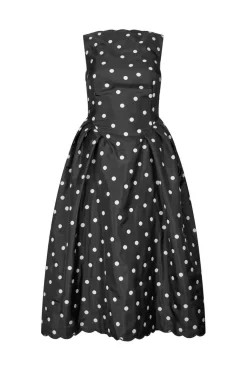 Sg2451 Quilted Dots, Voluminous Midi Dresssg-ps26-d199-2451