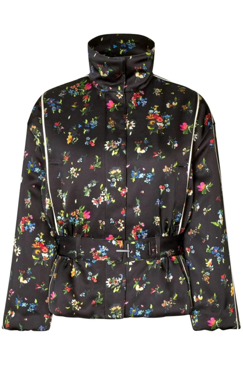 Sg2407 Satin Ruffle, Cinched Aviator Bomber Jacketsg-aw25-j056-2407