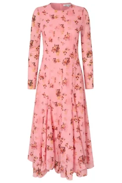 Sg2408 Sheer Ruffling Jersey, Long Sleeve Ruffling Midi Dresssg-aw25-d161-2408