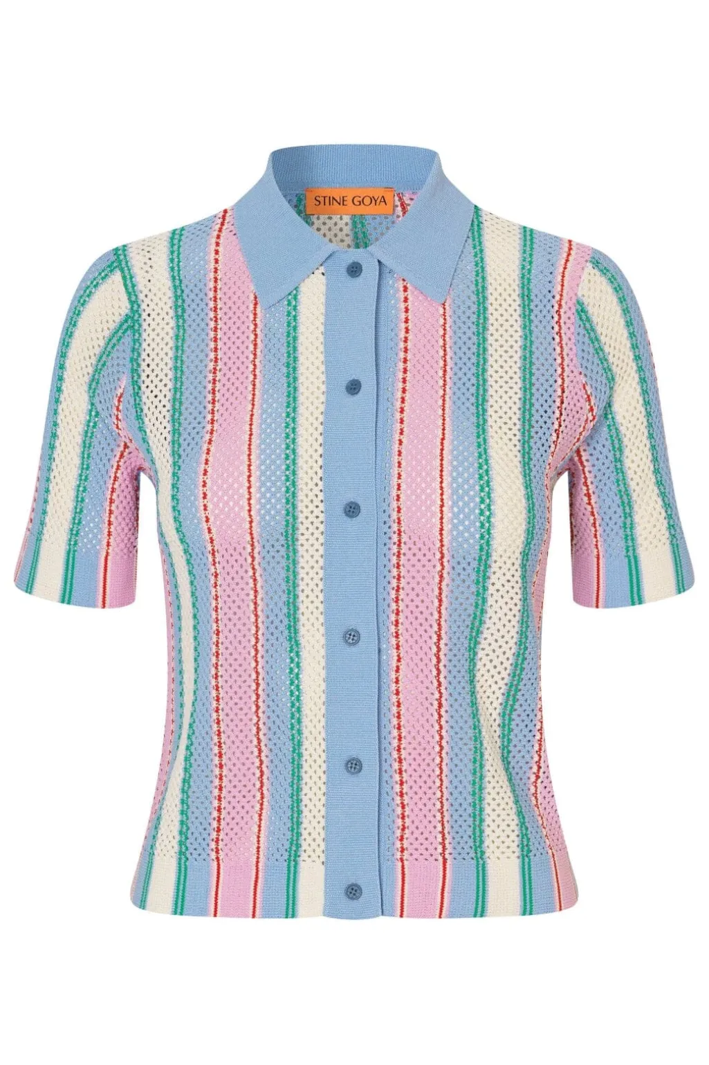 Sg2100 Tricot Knit, Short Sleeve Crochet Polosg-pf25-k038-2100