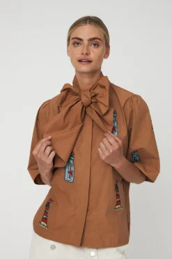 Snembroidered Bow Shirteb61-1431