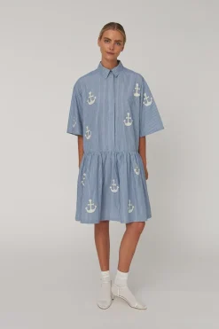 Snoversized Dress With Embroidered Anchorqs61-4392