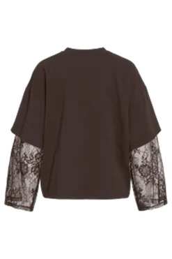 Viabia L/S Lace Sleeve T-Shirt