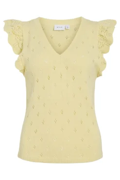 Vimarlea V-Neck S/L Flounce Knit Top