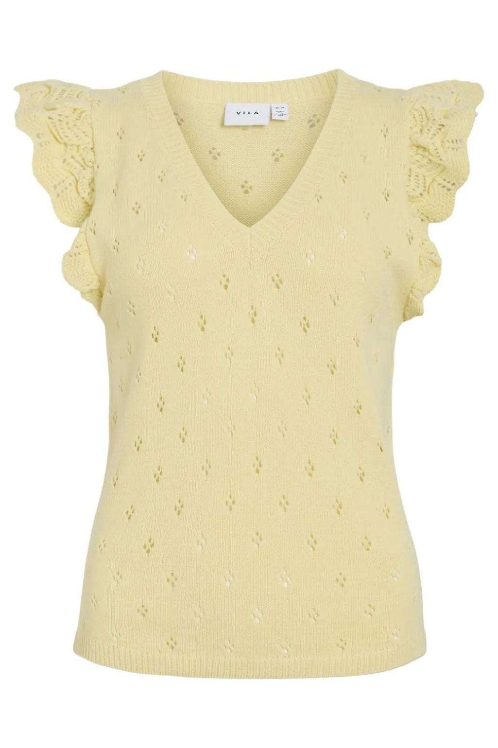 Vimarlea V-Neck S/L Flounce Knit Top