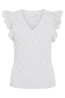 Vimarlea V-Neck S/L Flounce Knit Top