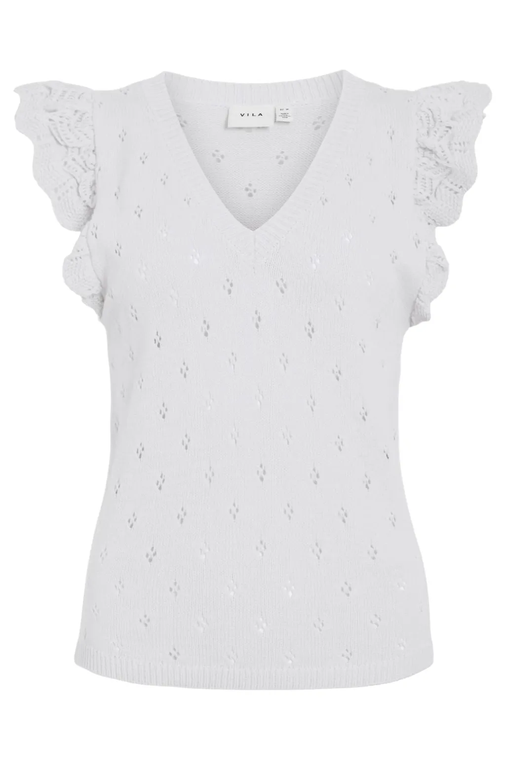 Vimarlea V-Neck S/L Flounce Knit Top