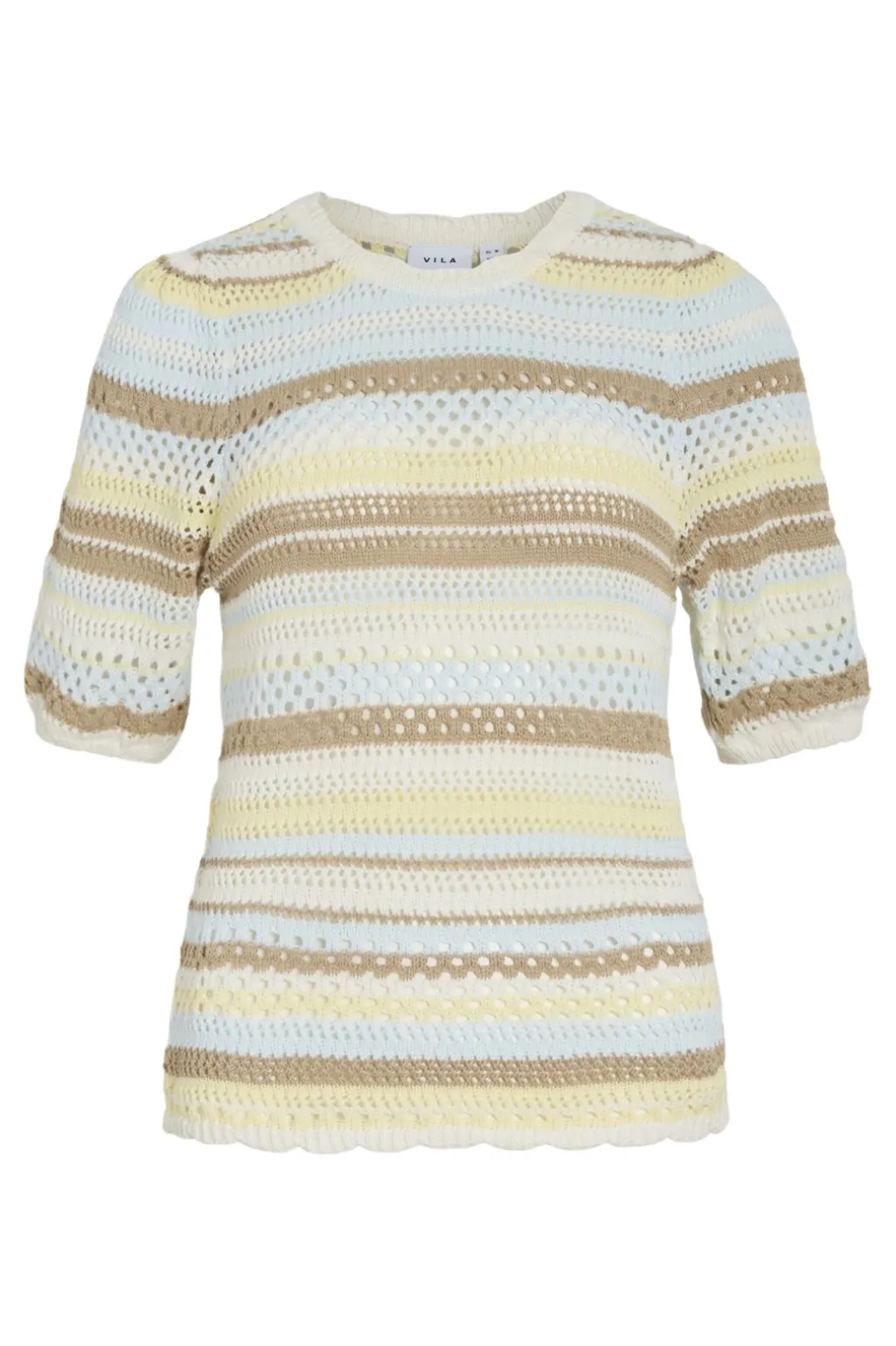 Vimina 2/4 O-Neck Stripe Knit Top/R