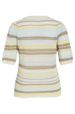 Vimina 2/4 O-Neck Stripe Knit Top/R
