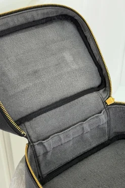Vintage Chanel Kosmetiktaske – Sort Caviar & Guldhardware