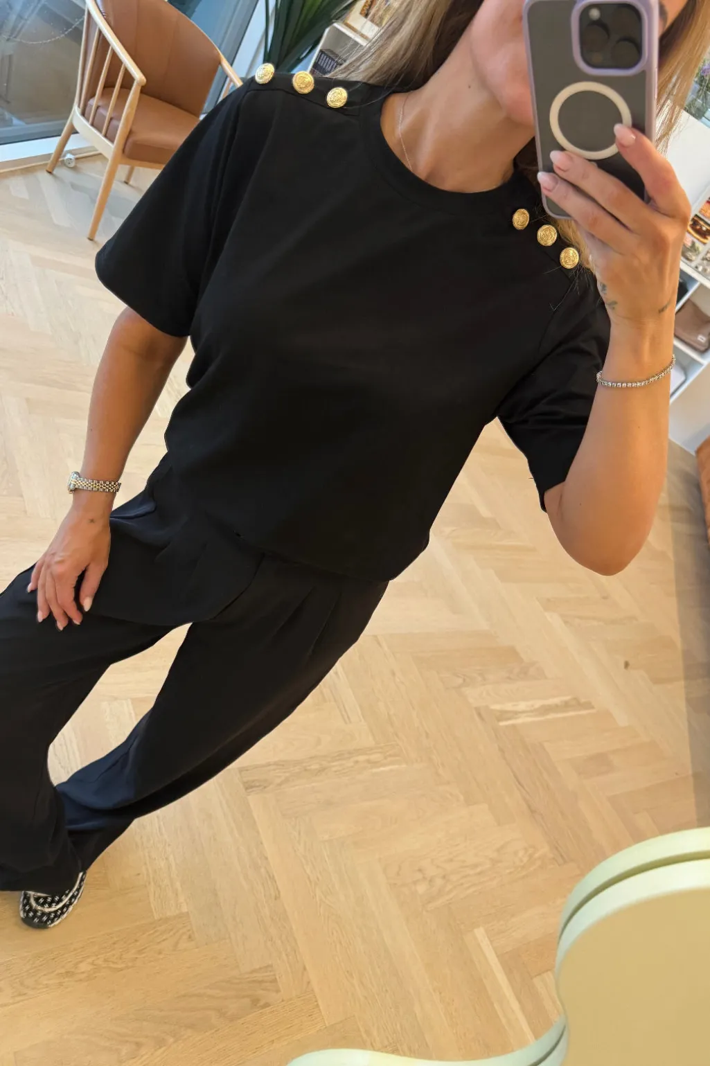 Vsgold Button Casual T-shirt