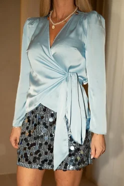 Vsjosie Solid Satin Blouse 167298